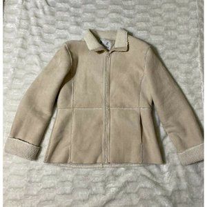 B Z Édition Women's Medium Jacket Tan Beige Faux Suede Sherpa